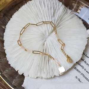 18KGold Plated StainlessSteel Paperclip Chain Bracelet Gift Mother Sister Friend